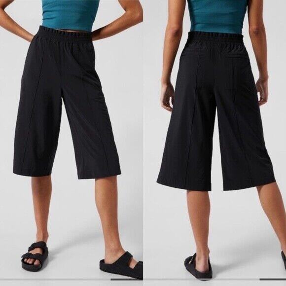 Athleta Women's Black Salutation Jogger Powervita High Waisted Legging Small - Picture 1 of 5